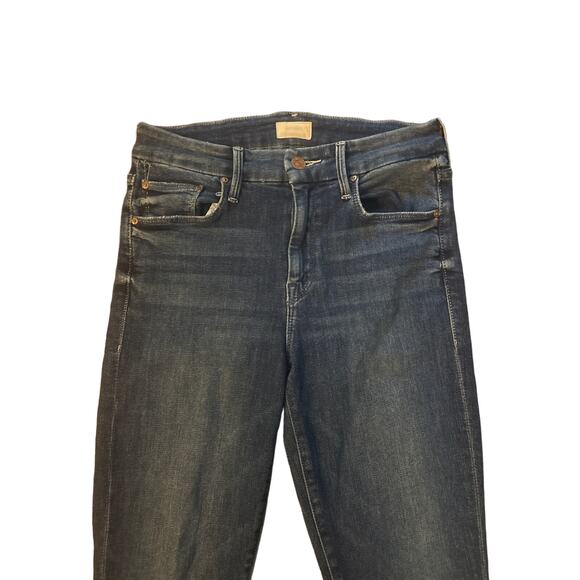 Women 25 MOTHER Denim The Looker Ankle Fray Groovin Jeans Cropped Blue Pants - Picture 2 of 7